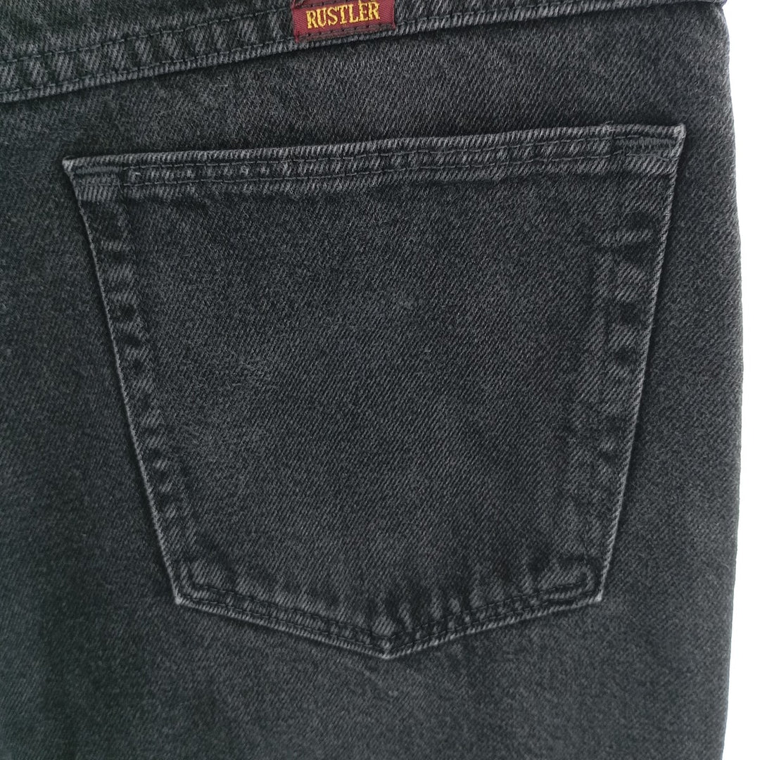 Rustler Black Denim Straight Denim Pants for Men, W34 equivalent cotton black type Vintage Second Hand