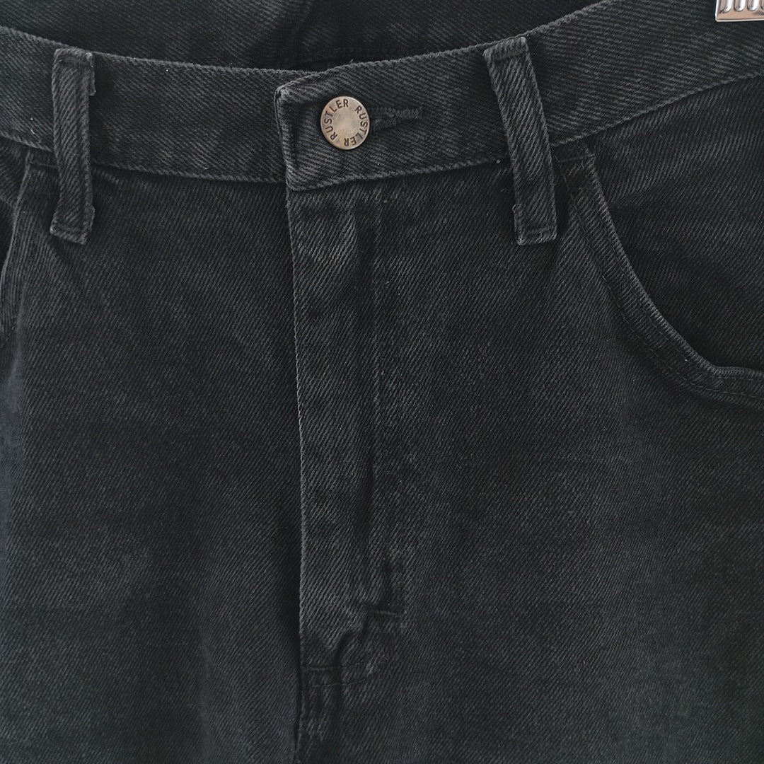 Rustler Black Denim Tapered Denim Pants, Men's Size 34 cotton black type Vintage Second Hand