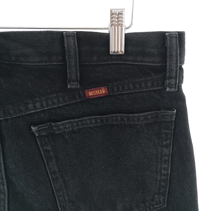 Rustler Black Denim Straight Denim Pants for Men, W34 equivalent cotton black type Vintage Second Hand