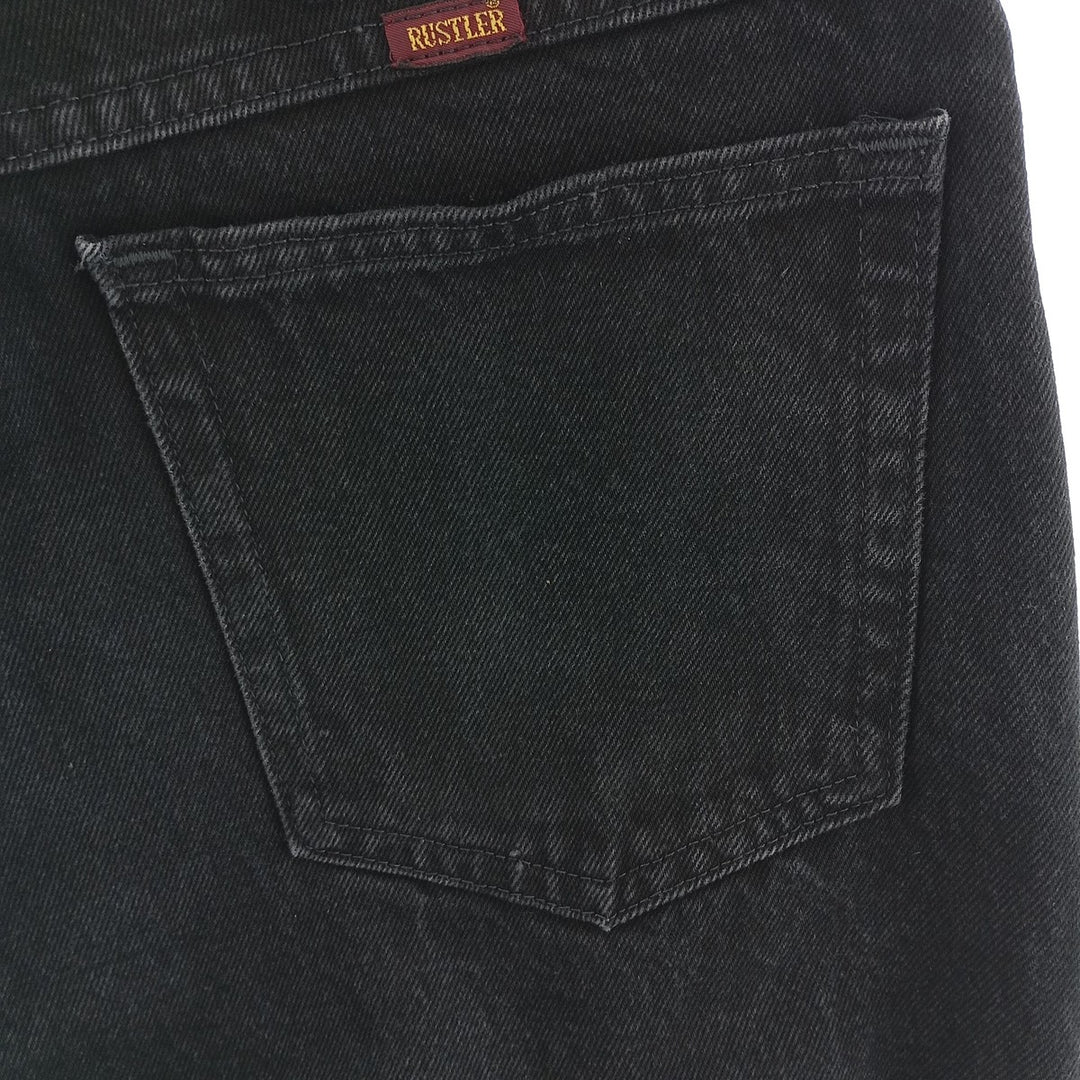 Rustler Black Denim Straight Denim Pants for Men, W34 equivalent cotton black type Vintage Second Hand