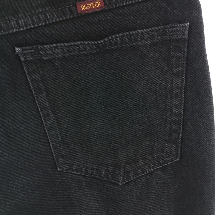 Rustler Black Denim Straight Denim Pants for Men, W34 equivalent cotton black type Vintage Second Hand
