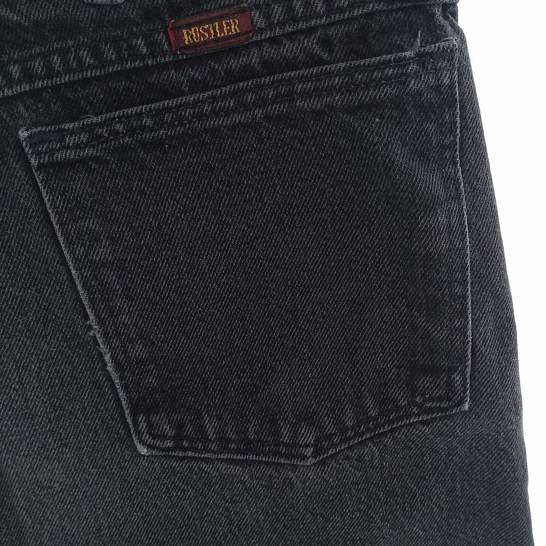 Rustler Black Denim Straight Denim Pants for Men, W31 equivalent unclear black type Vintage Second Hand