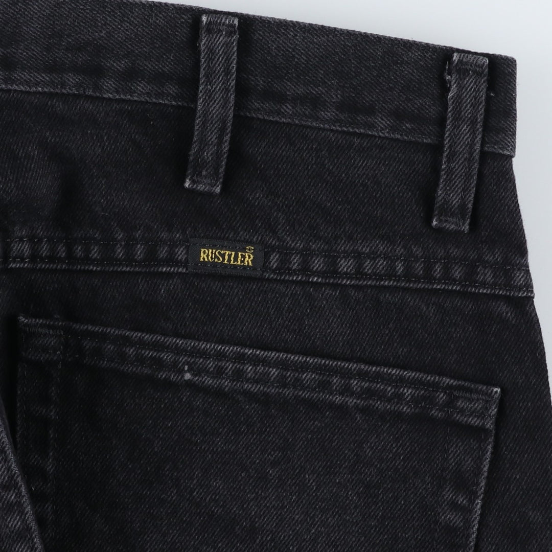 Rustler Black Denim Straight Denim Pants for Men, W34 equivalent cotton black type Vintage Second Hand