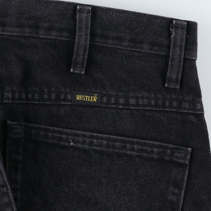 Rustler Black Denim Straight Denim Pants for Men, W34 equivalent cotton black type Vintage Second Hand