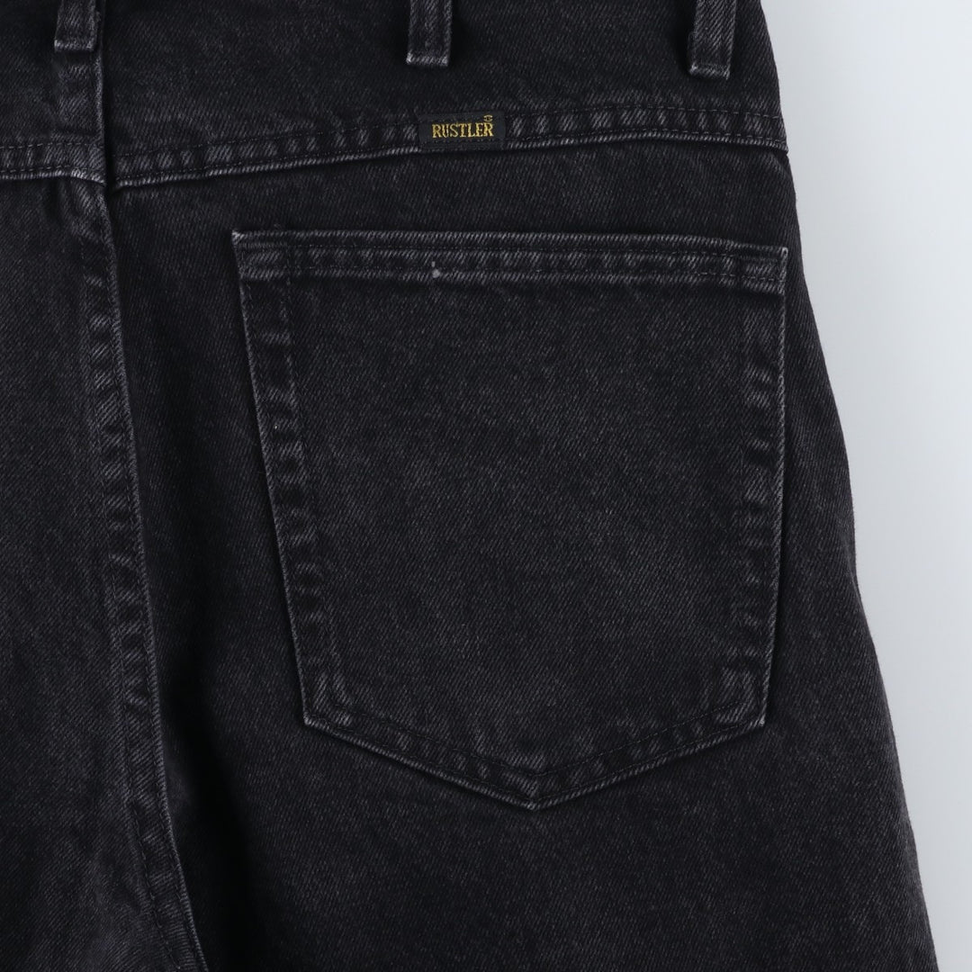 Rustler Black Denim Straight Denim Pants for Men, W34 equivalent cotton black type Vintage Second Hand
