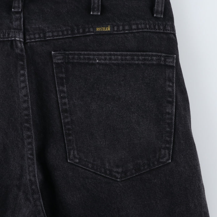 Rustler Black Denim Straight Denim Pants for Men, W34 equivalent cotton black type Vintage Second Hand