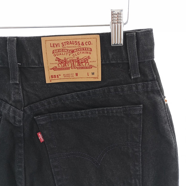 90'S Levi's 551 Relaxed Fit Tapered Leg Black Denim Tapered Denim Pants Made in USA Women's XL (w31) cotton black type Vintage Second Hand