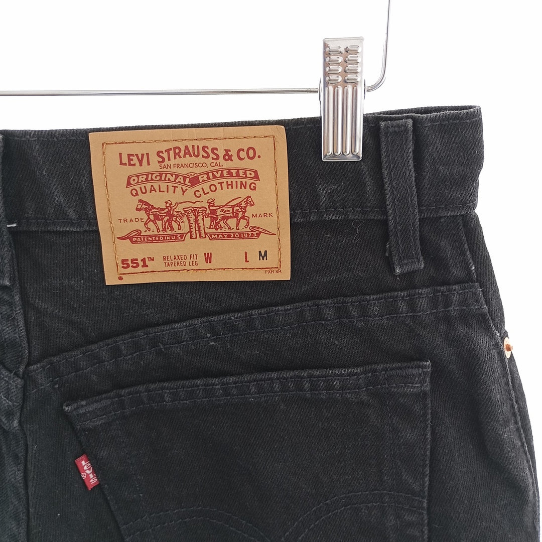 90'S Levi's 551 Relaxed Fit Tapered Leg Black Denim Tapered Denim Pants Made in USA Women's XL (w31) cotton black type Vintage Second Hand