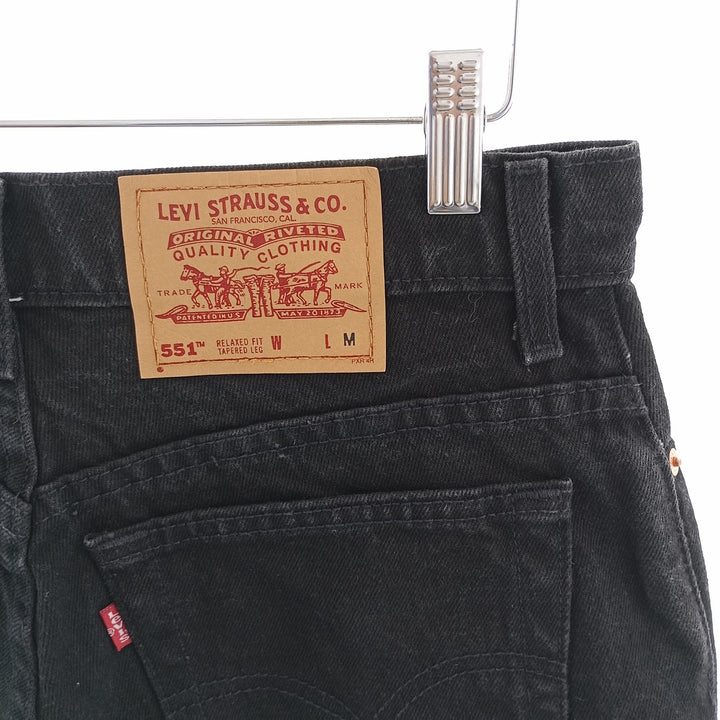 90'S Levi's 551 Relaxed Fit Tapered Leg Black Denim Tapered Denim Pants Made in USA Women's XL (w31) cotton black type Vintage Second Hand