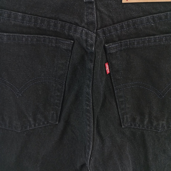 90'S Levi's 551 Relaxed Fit Tapered Leg Black Denim Tapered Denim Pants Made in USA Women's XL (w31) cotton black type Vintage Second Hand