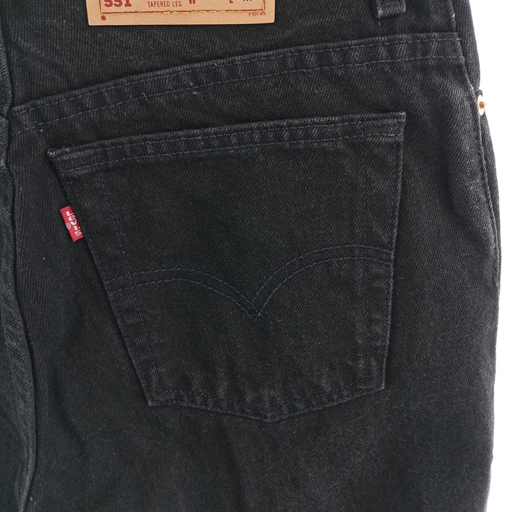 90'S Levi's 551 Relaxed Fit Tapered Leg Black Denim Tapered Denim Pants Made in USA Women's XL (w31) cotton black type Vintage Second Hand