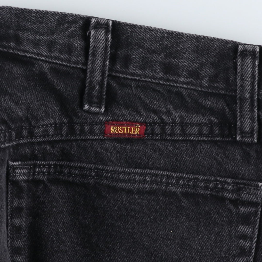 Rustler Black Denim Straight Denim Pants for Men, W32 equivalent cotton black type Vintage Second Hand