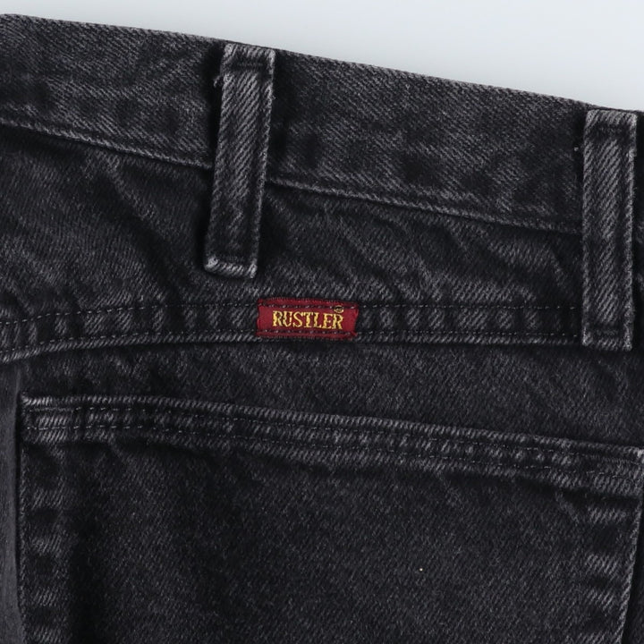 Rustler Black Denim Straight Denim Pants for Men, W32 equivalent cotton black type Vintage Second Hand