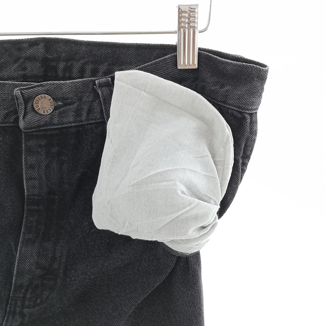 Rustler Black Denim Straight Denim Pants for Men, W31 equivalent cotton black type Vintage Second Hand