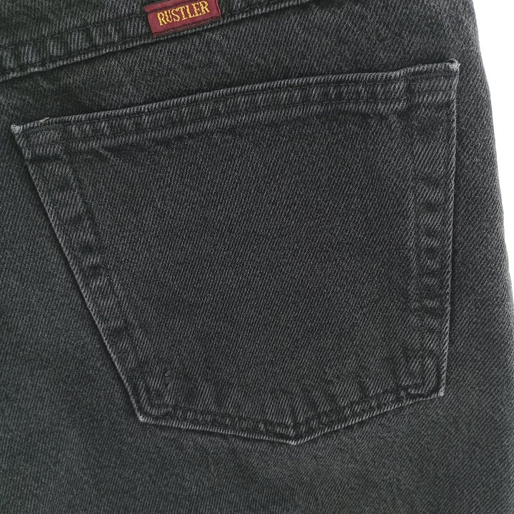 Rustler Black Denim Straight Denim Pants for Men, W31 equivalent cotton black type Vintage Second Hand
