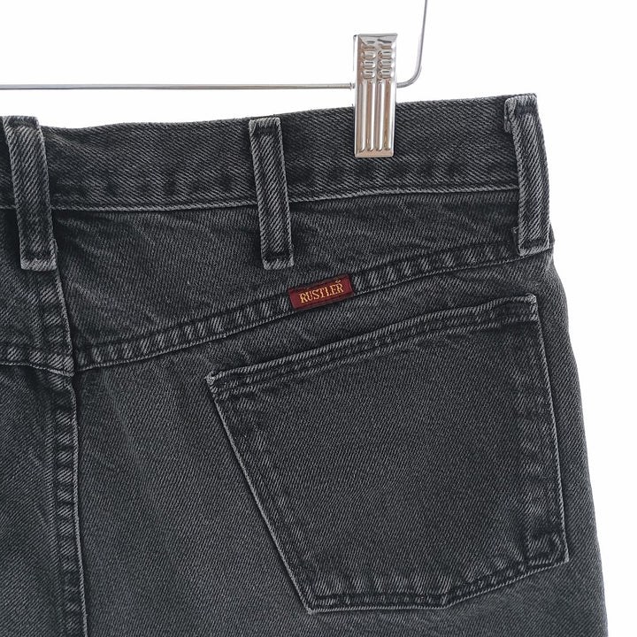 Rustler Black Denim Straight Denim Pants for Men, W33 equivalent cotton black type Vintage Second Hand