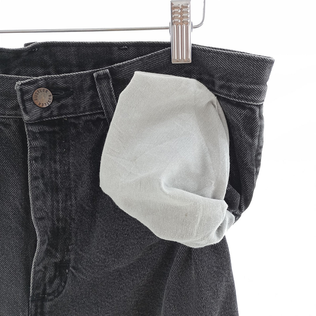 Rustler Black Denim Straight Denim Pants for Men, W33 equivalent cotton black type Vintage Second Hand