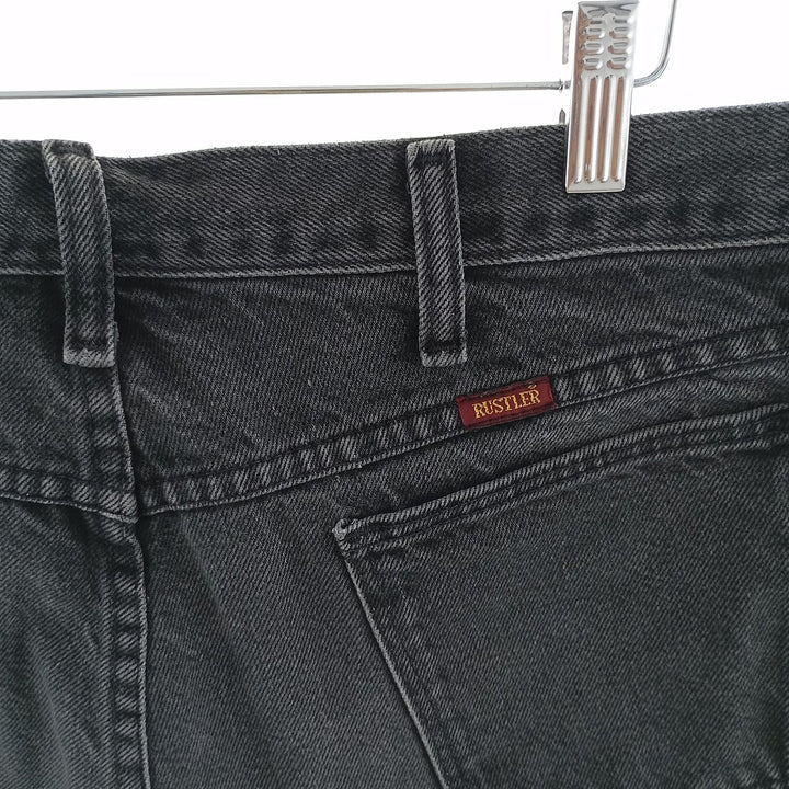 Rustler Black Denim Straight Denim Pants for Men, W33 equivalent cotton black type Vintage Second Hand
