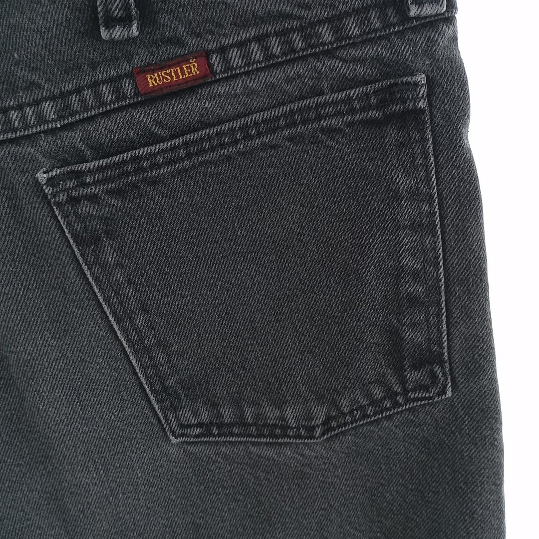 Rustler Black Denim Straight Denim Pants for Men, W33 equivalent cotton black type Vintage Second Hand
