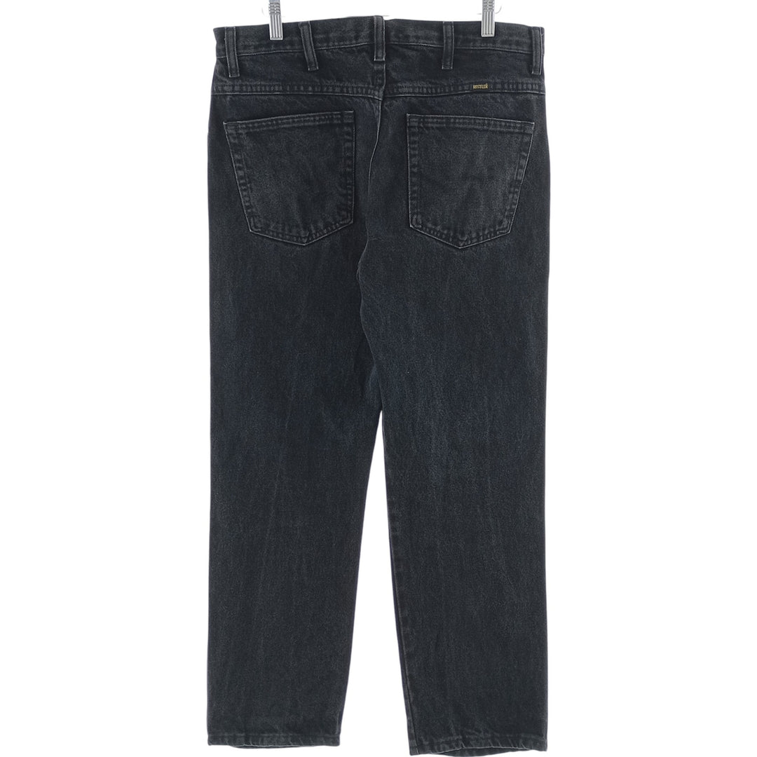 Rustler Black Denim Straight Denim Pants for Men, W34 equivalent cotton black type Vintage Second Hand