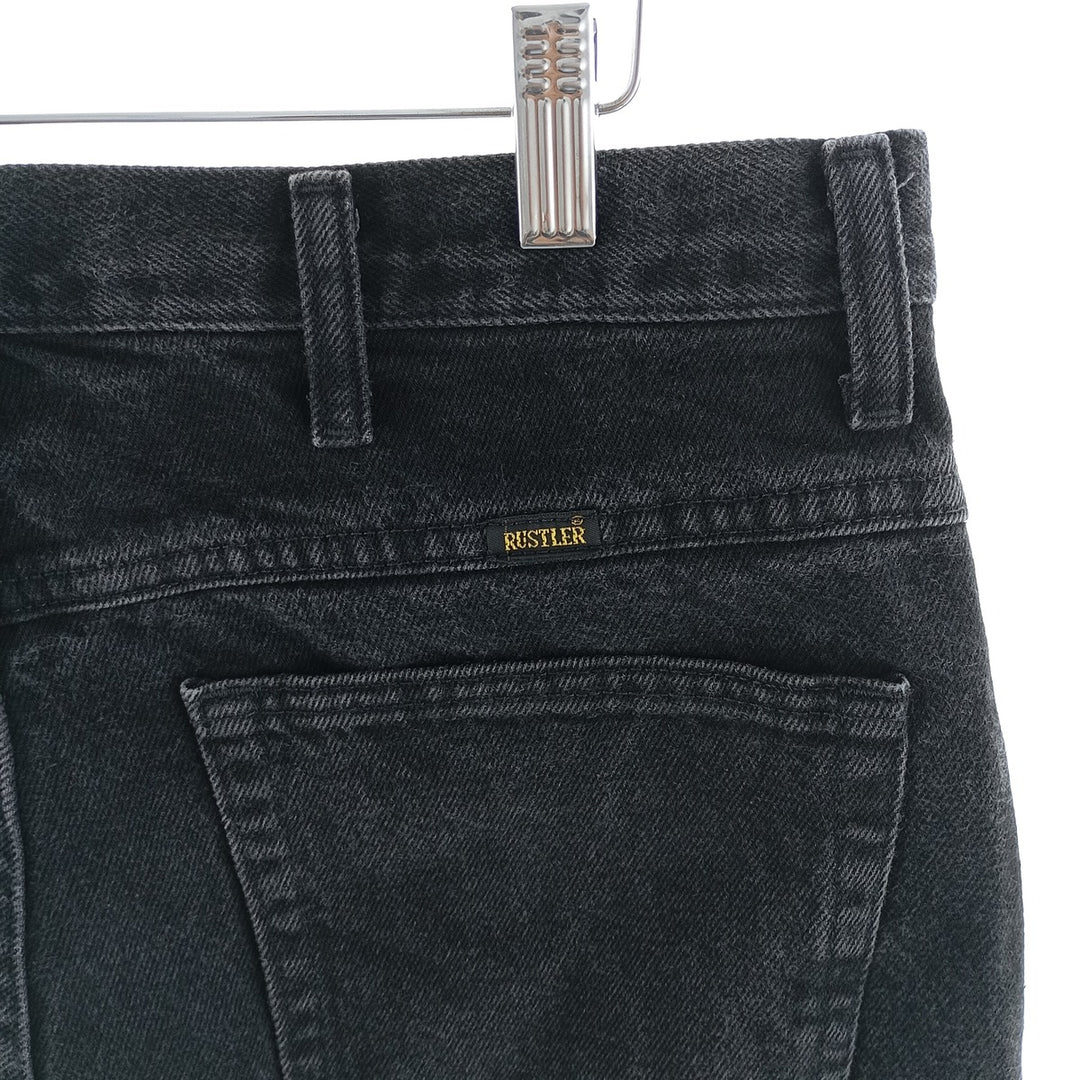 Rustler Black Denim Straight Denim Pants for Men, W34 equivalent cotton black type Vintage Second Hand