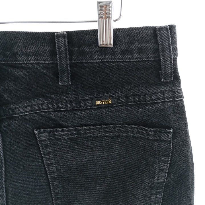 Rustler Black Denim Straight Denim Pants for Men, W34 equivalent cotton black type Vintage Second Hand