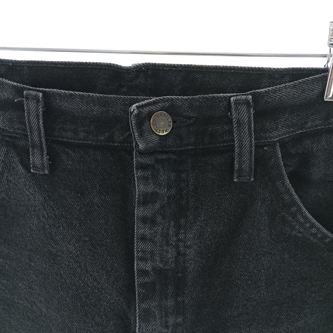 Rustler Black Denim Straight Denim Pants for Men, W34 equivalent cotton black type Vintage Second Hand