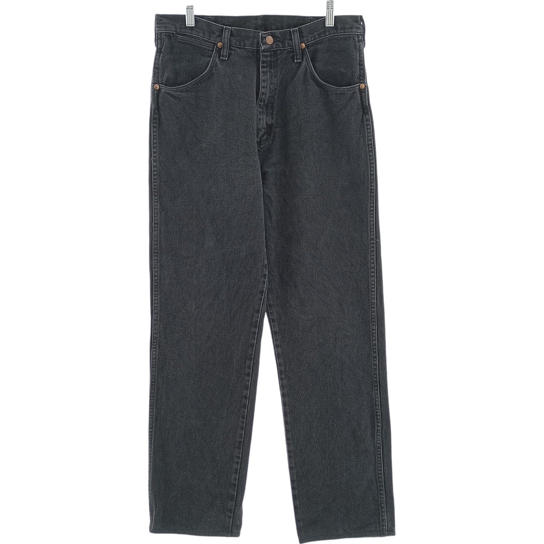 Vintage 80s-90'S Wrangler black denim straight-leg jeans, made in the USA, men's size W33. cotton black type Vintage Second Hand