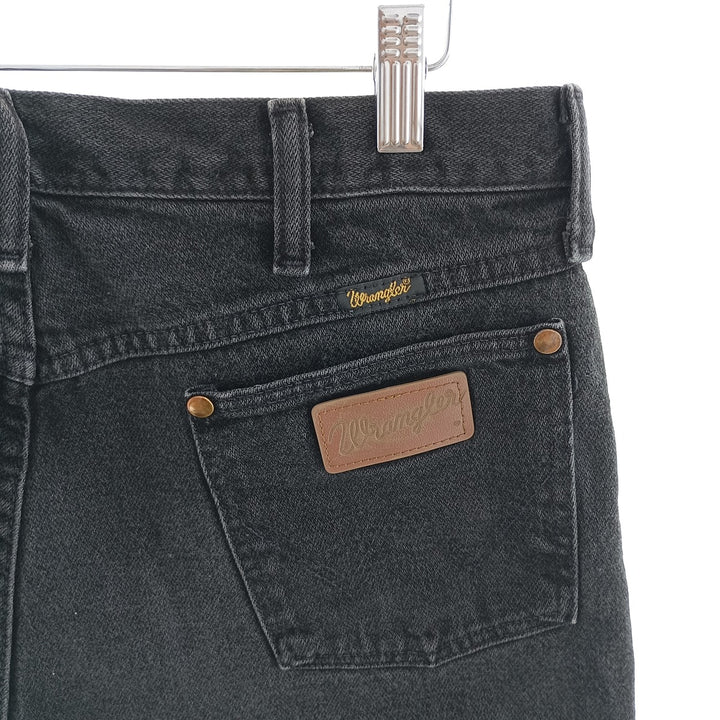 Vintage 80s-90'S Wrangler black denim straight-leg jeans, made in the USA, men's size W33. cotton black type Vintage Second Hand