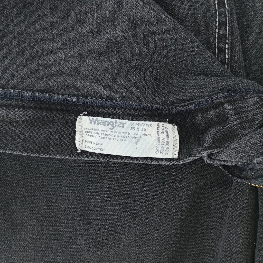 Vintage 80s-90'S Wrangler black denim straight-leg jeans, made in the USA, men's size W33. cotton black type Vintage Second Hand