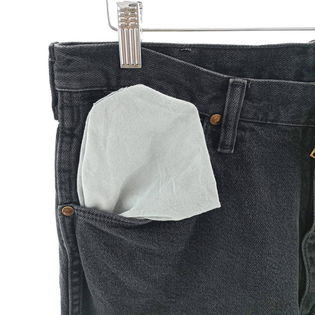 Vintage 80s-90'S Wrangler black denim straight-leg jeans, made in the USA, men's size W33. cotton black type Vintage Second Hand