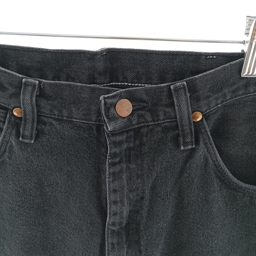 Vintage 80s-90'S Wrangler black denim straight-leg jeans, made in the USA, men's size W33. cotton black type Vintage Second Hand