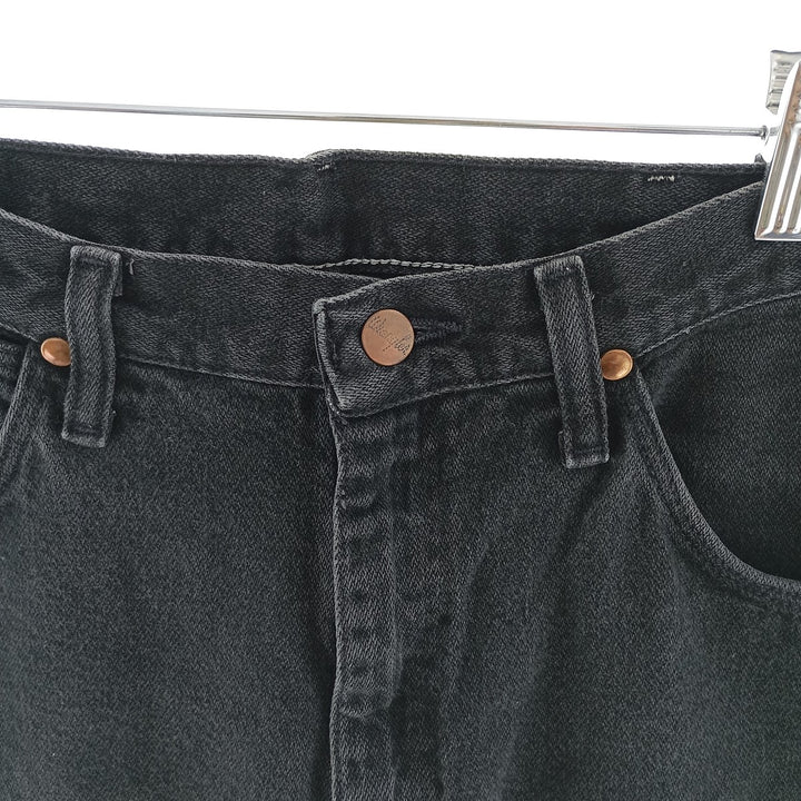 Vintage 80s-90'S Wrangler black denim straight-leg jeans, made in the USA, men's size W33. cotton black type Vintage Second Hand
