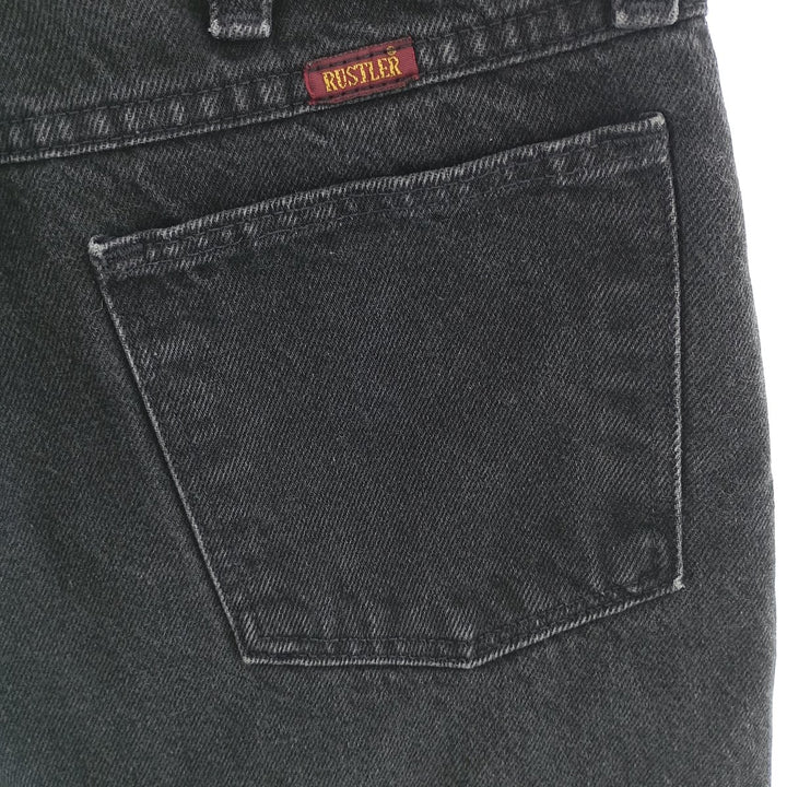 RUSTLER Black Denim Tapered Denim Pants, Men's Size W32 cotton black type Vintage Second Hand