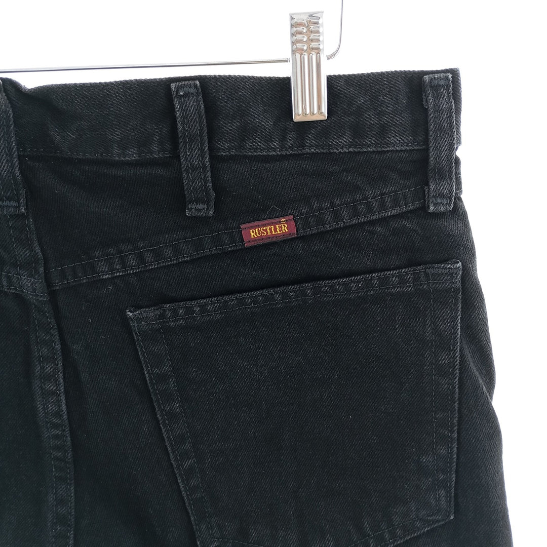 Rustler Black Denim Straight Denim Pants for Men, W34 equivalent cotton black type Vintage Second Hand