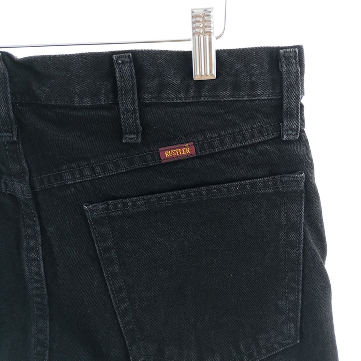 Rustler Black Denim Straight Denim Pants for Men, W34 equivalent cotton black type Vintage Second Hand
