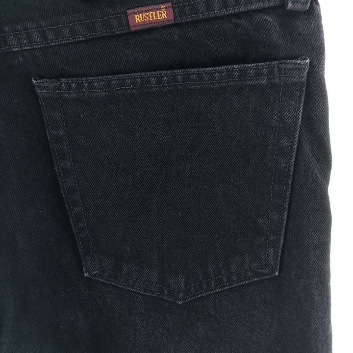 Rustler Black Denim Straight Denim Pants for Men, W34 equivalent cotton black type Vintage Second Hand