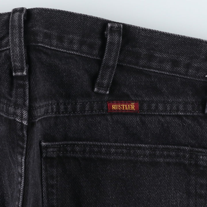 Rustler Black Denim Straight Denim Pants for Men, W30 equivalent cotton black type Vintage Second Hand