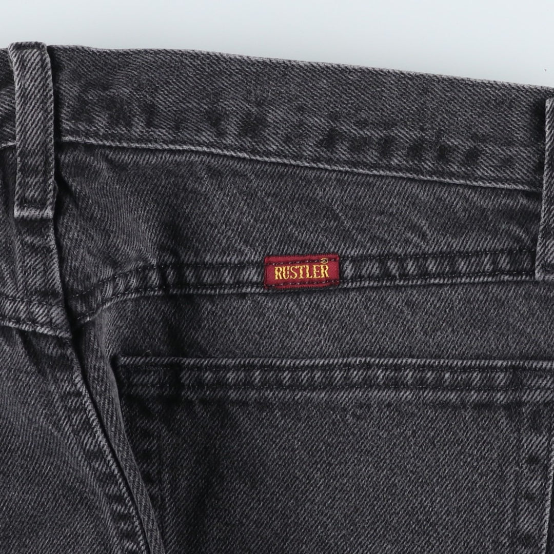 Rustler Black Denim Straight Denim Pants for Men, W30 equivalent cotton black type Vintage Second Hand