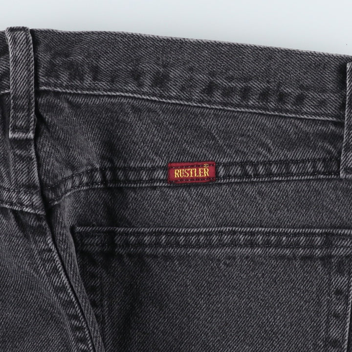 Rustler Black Denim Straight Denim Pants for Men, W30 equivalent cotton black type Vintage Second Hand