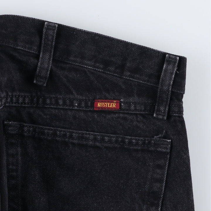 Rustler Black Denim Straight Denim Pants for Men, W33 equivalent cotton black type Vintage Second Hand