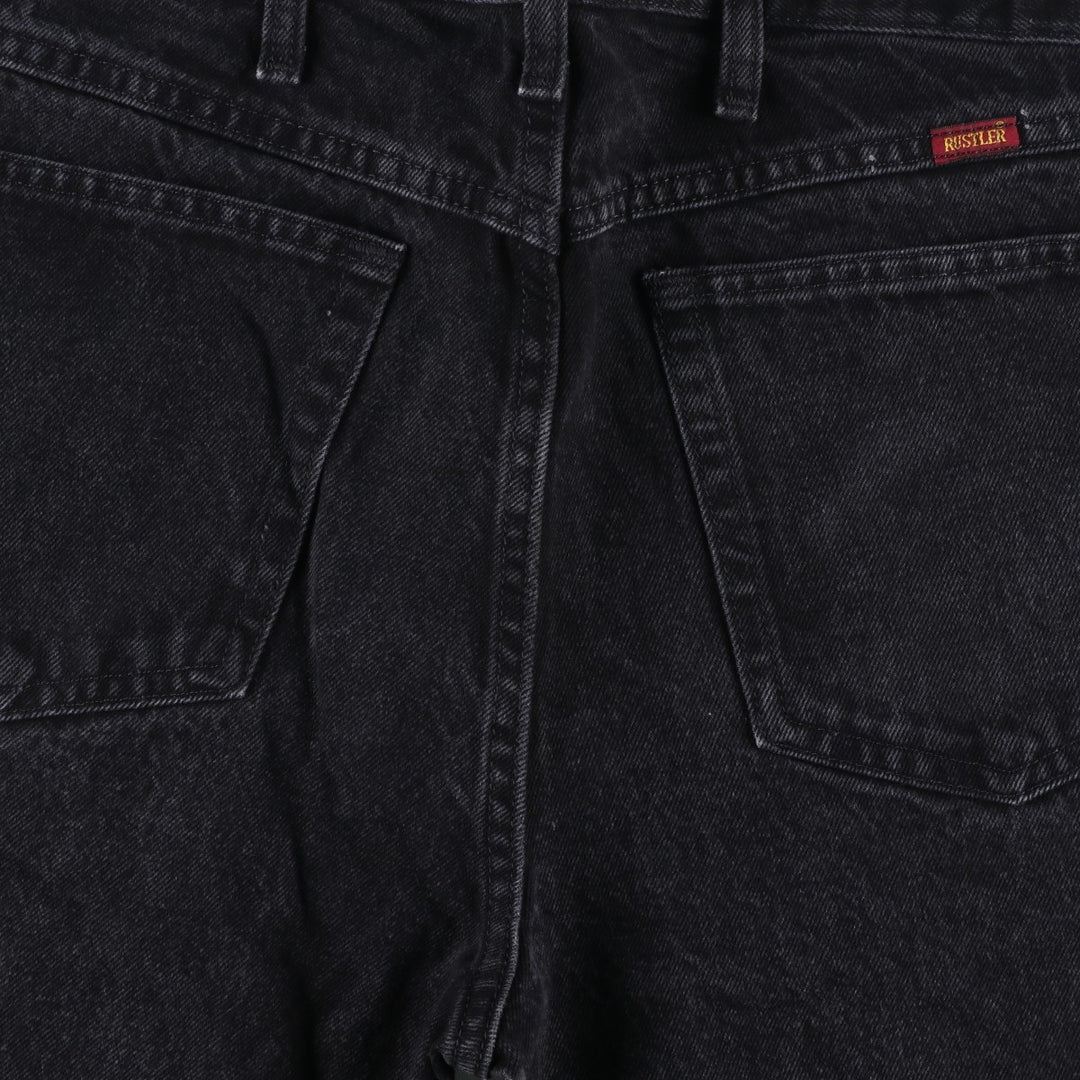 Rustler Black Denim Straight Denim Pants for Men, W33 equivalent cotton black type Vintage Second Hand