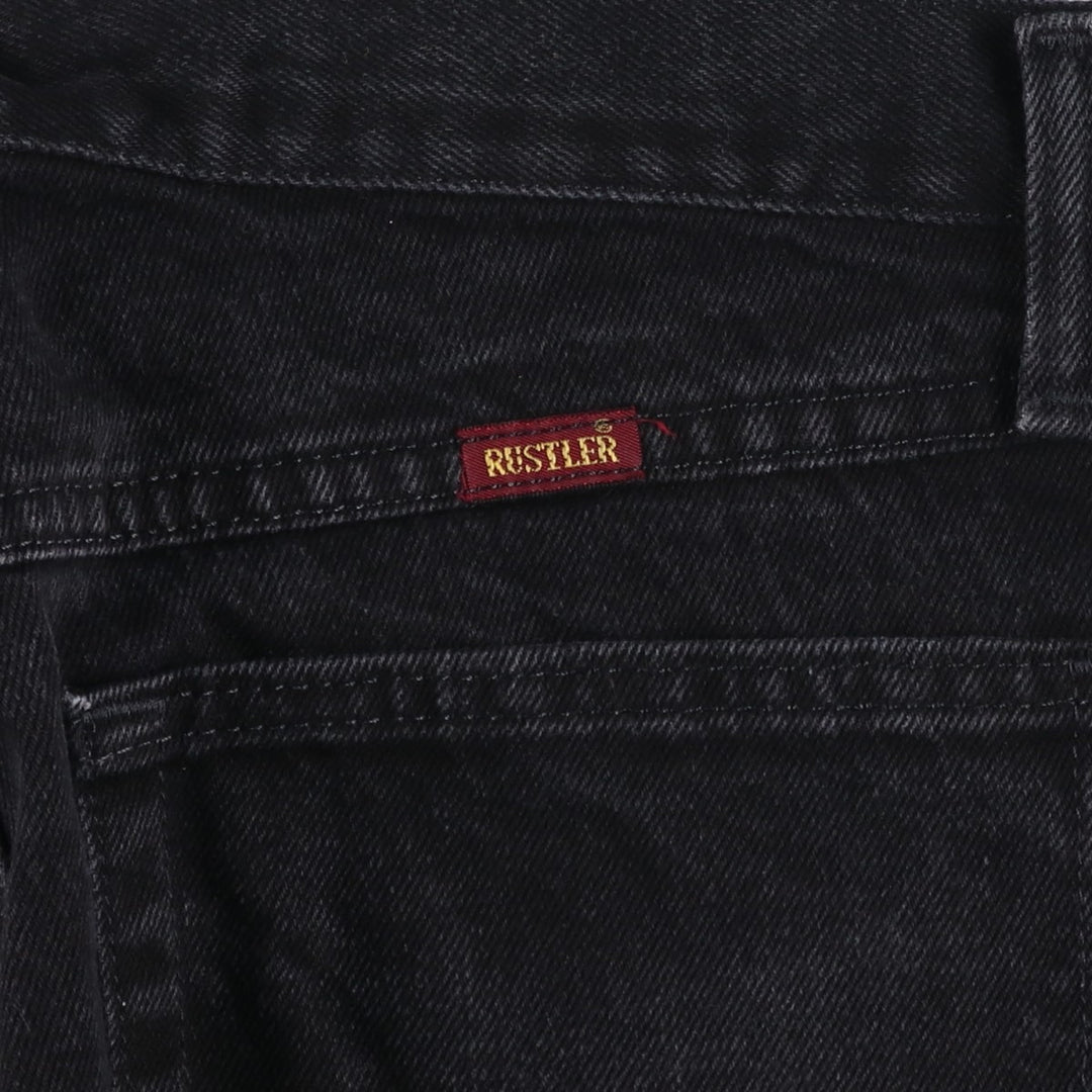 Rustler Black Denim Straight Denim Pants for Men, W34 equivalent cotton black type Vintage Second Hand