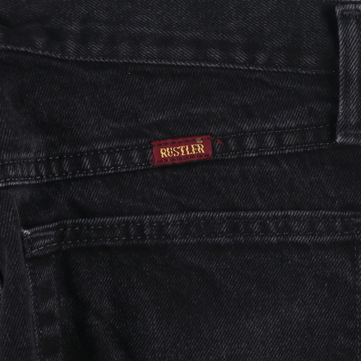 Rustler Black Denim Straight Denim Pants for Men, W34 equivalent cotton black type Vintage Second Hand
