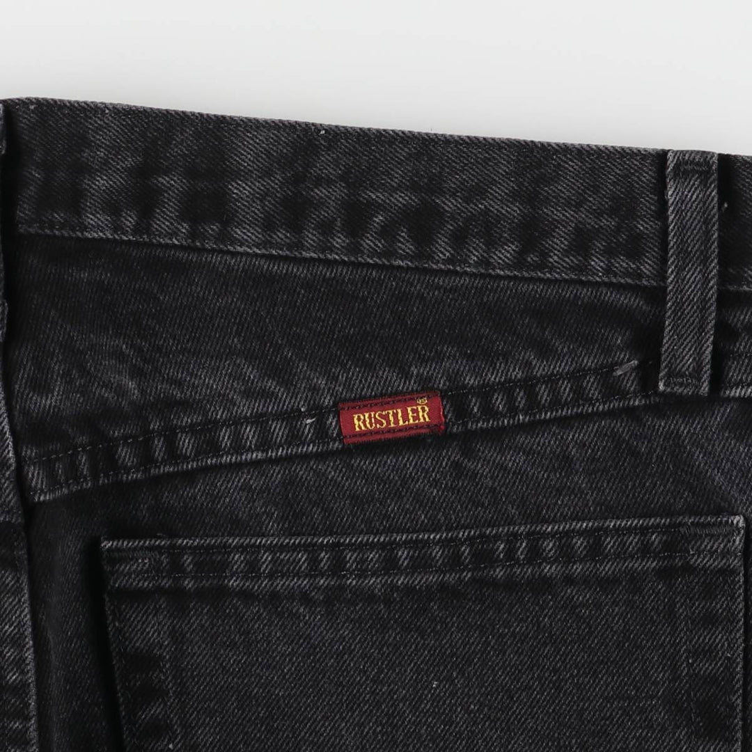 Rustler Black Denim Straight Denim Pants for Men, W33 equivalent cotton black type Vintage Second Hand