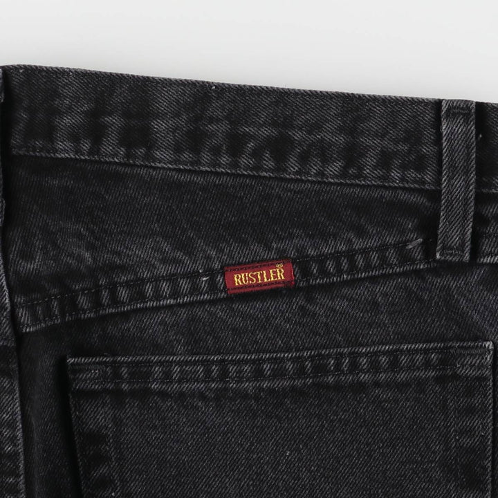 Rustler Black Denim Straight Denim Pants for Men, W33 equivalent cotton black type Vintage Second Hand
