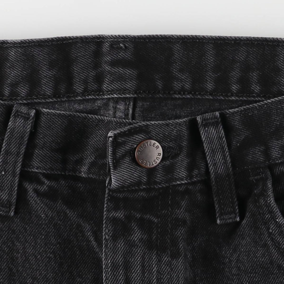 Rustler Black Denim Straight Denim Pants for Men, W33 equivalent cotton black type Vintage Second Hand