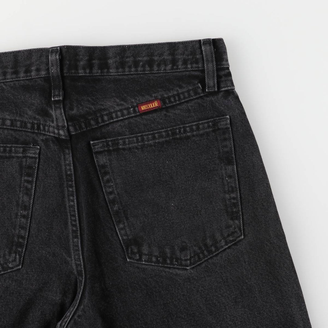 Rustler Black Denim Straight Denim Pants for Men, W33 equivalent cotton black type Vintage Second Hand