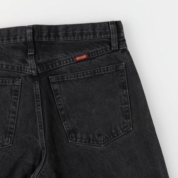 Rustler Black Denim Straight Denim Pants for Men, W33 equivalent cotton black type Vintage Second Hand