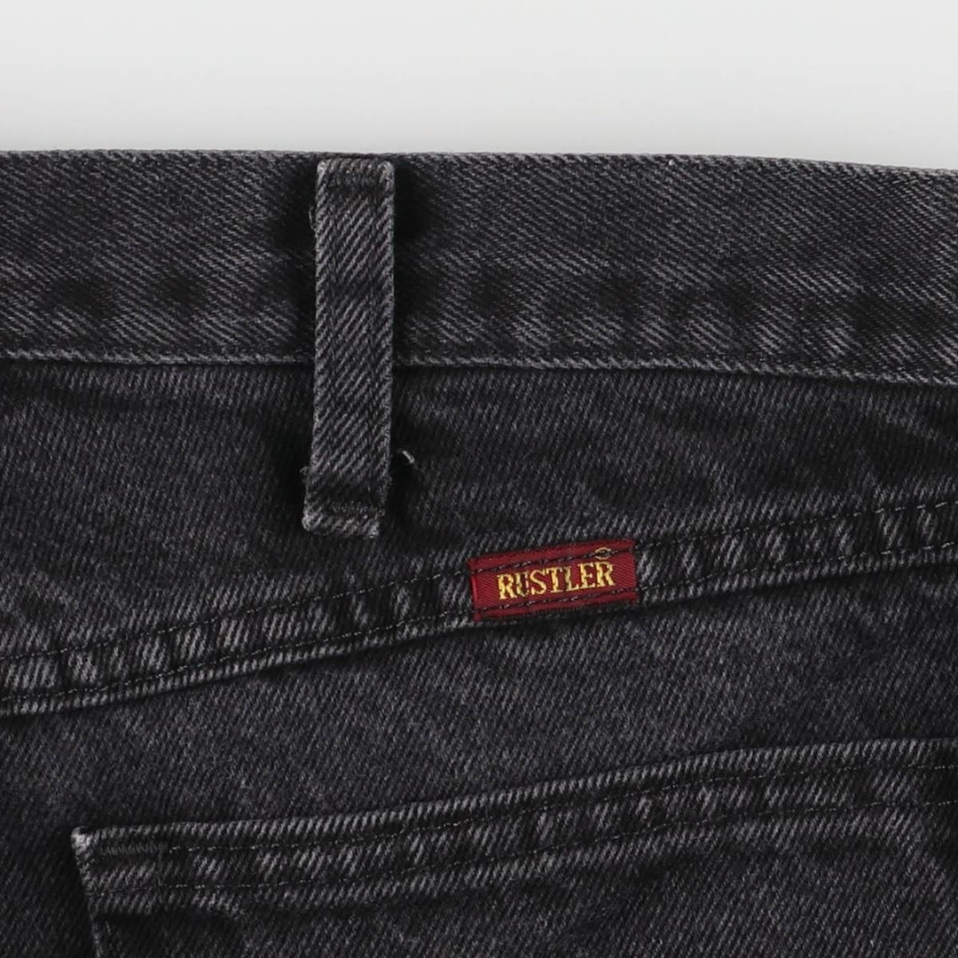 Rustler Black Denim Straight Denim Pants for Men, W34 equivalent cotton black type Vintage Second Hand